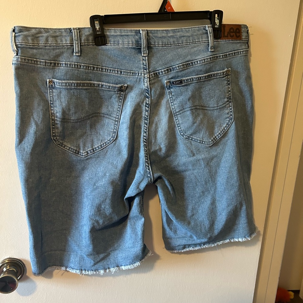 Lee Blue Jean Shorts with Frayed Hem - Picture 9 of 10